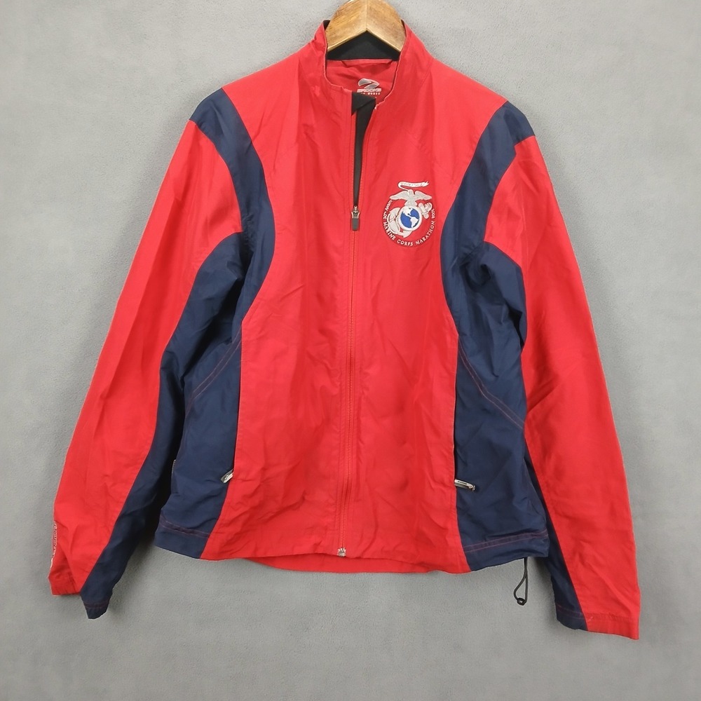 Brooks US Marine Corps Jacket Women XL 30th Anniversary Marathon 2005 Red Zip Up